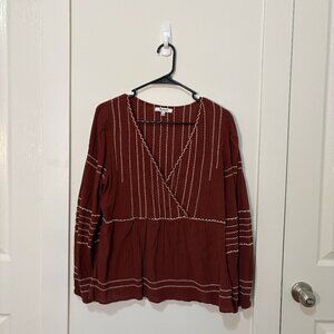 Madewell - Embroidered Faux-Wrap Top - Burgundy